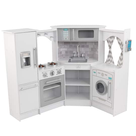 KidKraft Ultimate Corner White Play Kitchen With Lights Sounds
